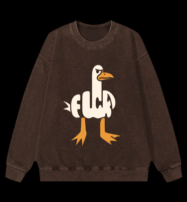 Funny Fuck Duck Vintage Washed 100% Cotton Sweatshirt