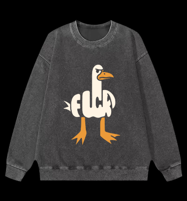 Funny Fuck Duck Vintage Washed 100% Cotton Sweatshirt