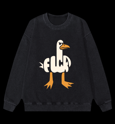 Funny Fuck Duck Vintage Washed 100% Cotton Sweatshirt