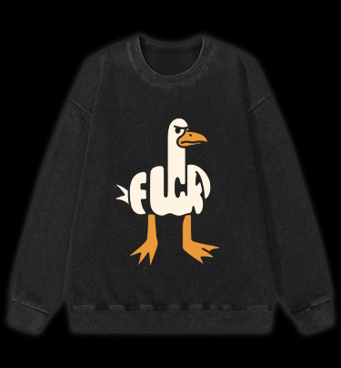 Funny Fuck Duck Vintage Washed 100% Cotton Sweatshirt