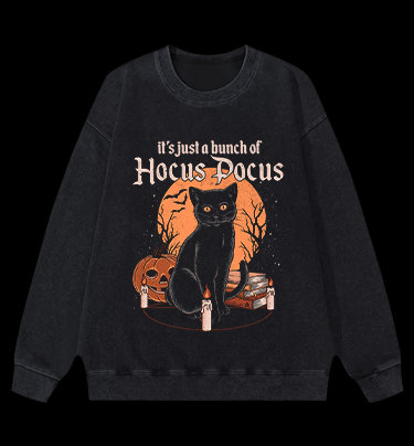 Halloween Cat Spell Vintage Washed 100% Cotton Sweatshirt