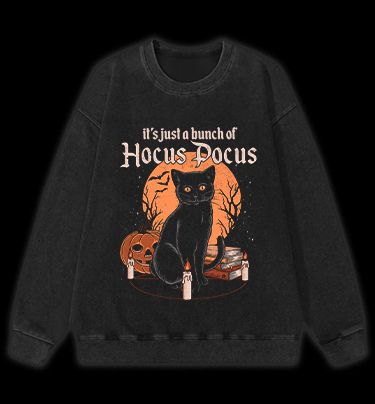 Halloween Cat Spell Vintage Washed 100% Cotton Sweatshirt