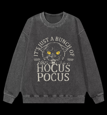 Hocus Pocus Cat Vintage Washed 100% Cotton Sweatshirt