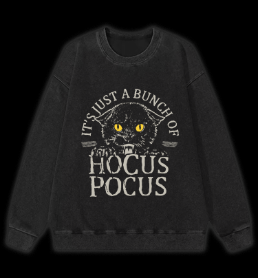 Hocus Pocus Cat Vintage Washed 100% Cotton Sweatshirt