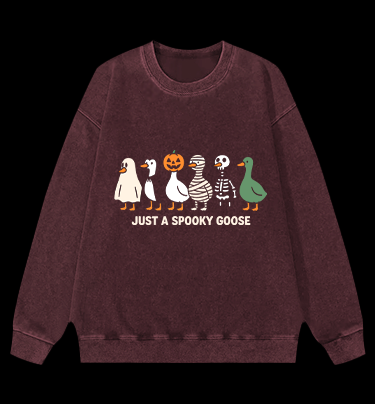 Just A Spooky Goose Vintage Washed 100% Cotton Sweatshirt
