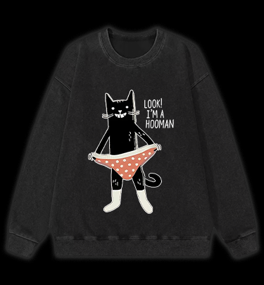 Cat In Underwear Vintage Washed 100% Cotton Sweatshirt