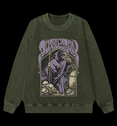 Grim Reaper Vintage Washed 100% Cotton Sweatshirt