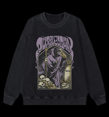 Grim Reaper Vintage Washed 100% Cotton Sweatshirt