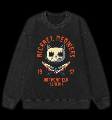 Halloween Michael Myers  Cat on Elm Street Vintage Washed 100% Cotton Sweatshirt