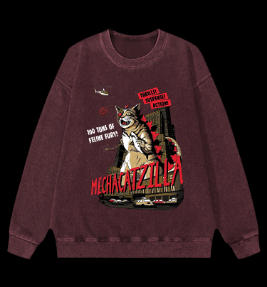 Catzilla Vintage Washed 100% Cotton Sweatshirt