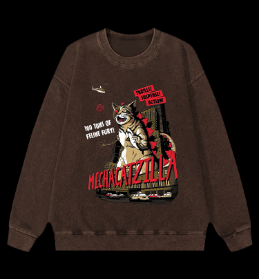 Catzilla Vintage Washed 100% Cotton Sweatshirt