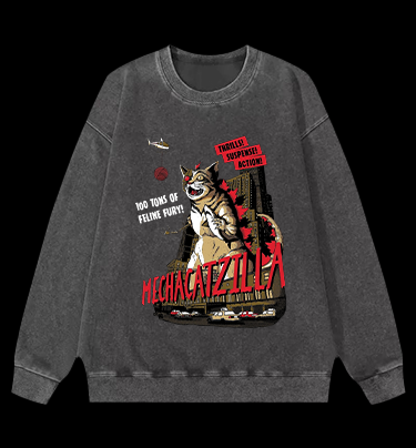 Catzilla Vintage Washed 100% Cotton Sweatshirt