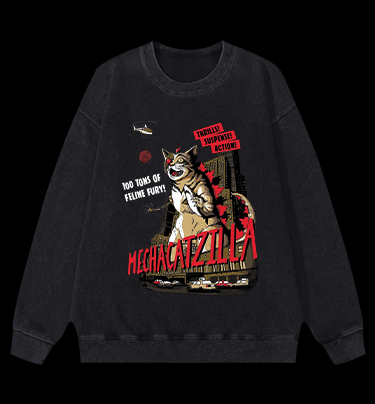 Catzilla Vintage Washed 100% Cotton Sweatshirt