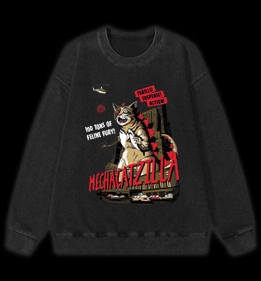 Catzilla Vintage Washed 100% Cotton Sweatshirt