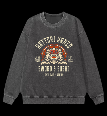 Hattori Hanzo Tiger Vintage Washed 100% Cotton Sweatshirt
