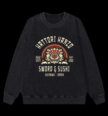 Hattori Hanzo Tiger Vintage Washed 100% Cotton Sweatshirt