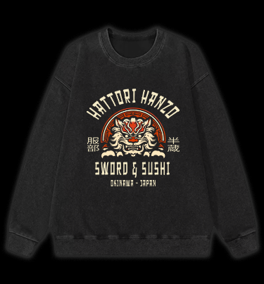 Hattori Hanzo Tiger Vintage Washed 100% Cotton Sweatshirt