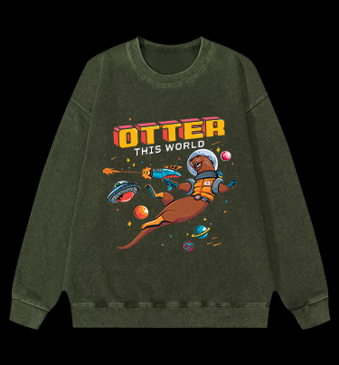 Otter The World Mouse Vintage Washed 100% Cotton Sweatshirt