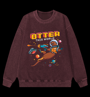 Otter The World Mouse Vintage Washed 100% Cotton Sweatshirt