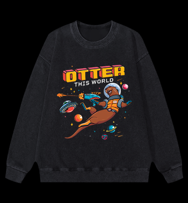 Otter The World Mouse Vintage Washed 100% Cotton Sweatshirt