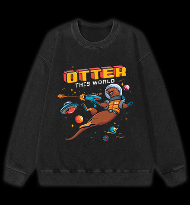 Otter The World Mouse Vintage Washed 100% Cotton Sweatshirt