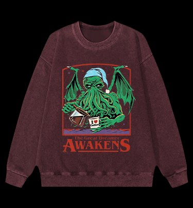 A Cthulhu monster who loves coffee Vintage Washed 100% Cotton Sweatshirt