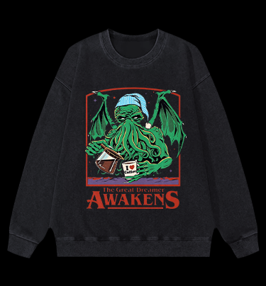 A Cthulhu monster who loves coffee Vintage Washed 100% Cotton Sweatshirt