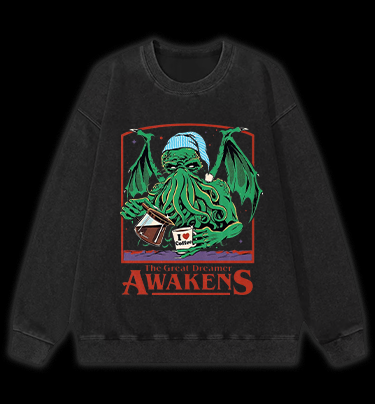 A Cthulhu monster who loves coffee Vintage Washed 100% Cotton Sweatshirt