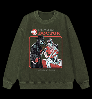 Plague Doctor Vintage Washed 100% Cotton Sweatshirt