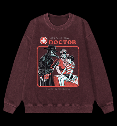 Plague Doctor Vintage Washed 100% Cotton Sweatshirt