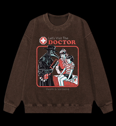 Plague Doctor Vintage Washed 100% Cotton Sweatshirt