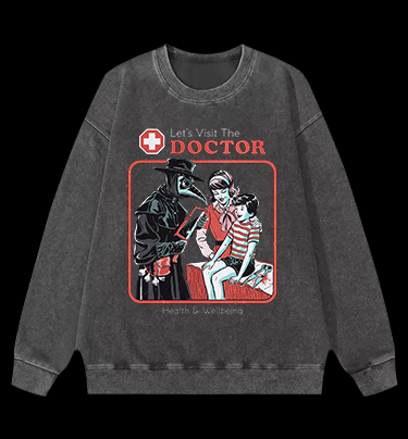 Plague Doctor Vintage Washed 100% Cotton Sweatshirt