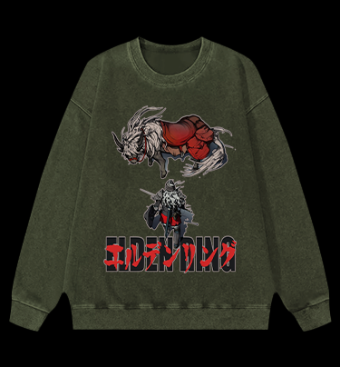 Elden Ring Horse Vintage Washed 100% Cotton Sweatshirt