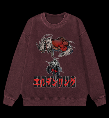 Elden Ring Horse Vintage Washed 100% Cotton Sweatshirt