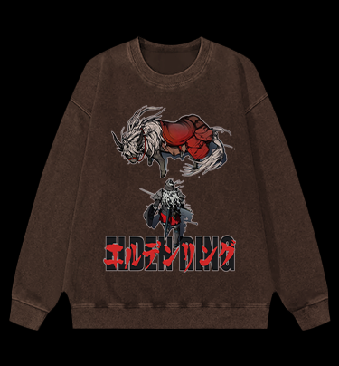 Elden Ring Horse Vintage Washed 100% Cotton Sweatshirt