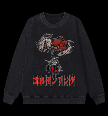 Elden Ring Horse Vintage Washed 100% Cotton Sweatshirt