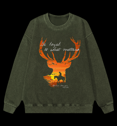 Red Dead Redemption Deer Ending Vintage Washed 100% Cotton Sweatshirt