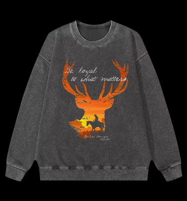 Red Dead Redemption Deer Ending Vintage Washed 100% Cotton Sweatshirt