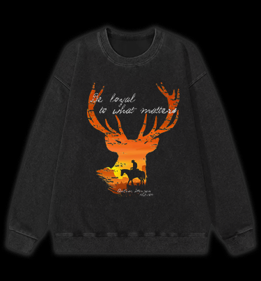 Red Dead Redemption Deer Ending Vintage Washed 100% Cotton Sweatshirt