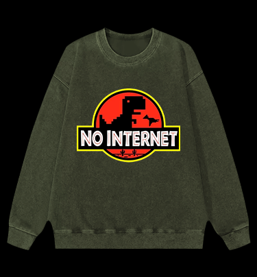 No Internet Monster Vintage Washed 100% Cotton Sweatshirt