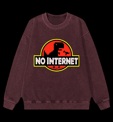 No Internet Monster Vintage Washed 100% Cotton Sweatshirt