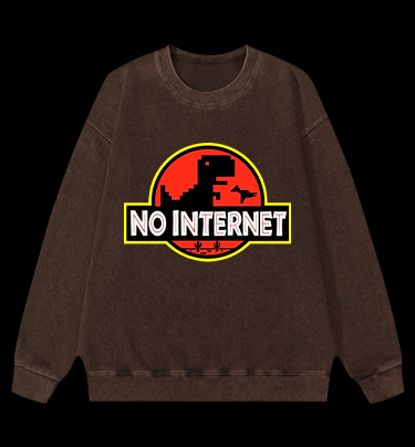 No Internet Monster Vintage Washed 100% Cotton Sweatshirt