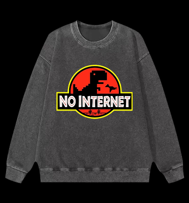 No Internet Monster Vintage Washed 100% Cotton Sweatshirt
