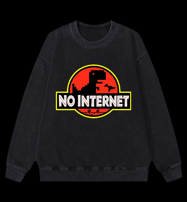No Internet Monster Vintage Washed 100% Cotton Sweatshirt