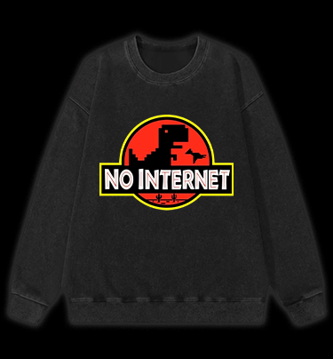 No Internet Monster Vintage Washed 100% Cotton Sweatshirt