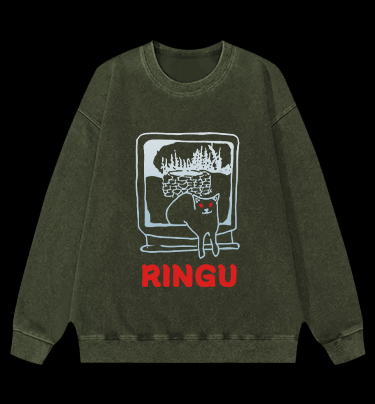 Meow of Ringu Vintage Washed 100% Cotton Sweatshirt