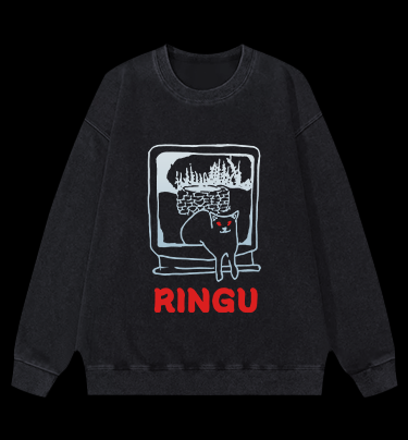 Meow of Ringu Vintage Washed 100% Cotton Sweatshirt