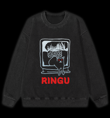 Meow of Ringu Vintage Washed 100% Cotton Sweatshirt