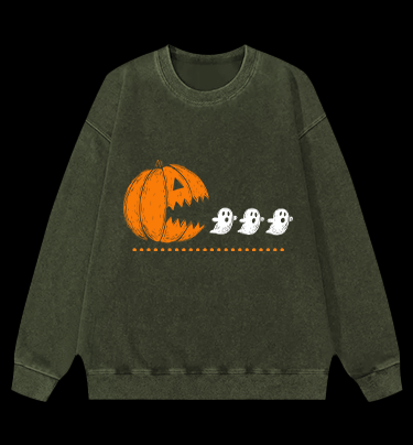 Pac-Man Halloween Vintage Washed 100% Cotton Sweatshirt