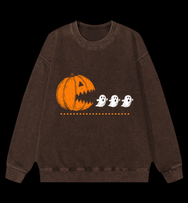 Pac-Man Halloween Vintage Washed 100% Cotton Sweatshirt